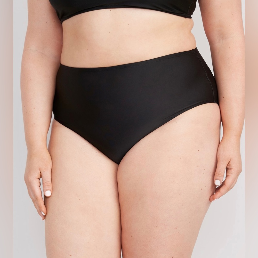 NWT Old Navy High Waisted Bikini Swim Bottoms Size M Black